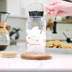 Modern Zodiac Sign Gold Capricorn Element Earth Can Glass