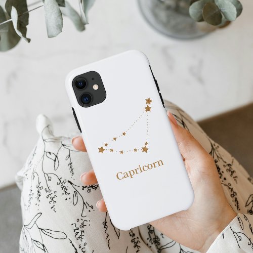 Modern Zodiac Sign Gold Capricorn  Element Earth iPhone 11 Case