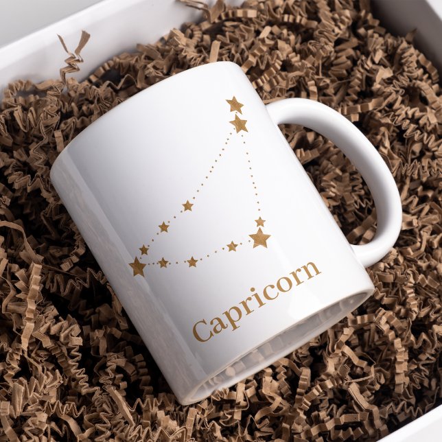 Modern Zodiac Sign Gold Capricorn | Element Earth Coffee Mug (Creator Uploaded)
