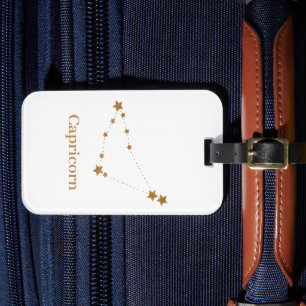 Modern Zodiac Sign Gold Capricorn Element Earth Luggage Tag