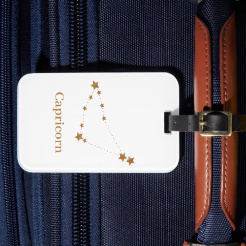 Modern Zodiac Sign Gold Capricorn  Element Earth Luggage Tag