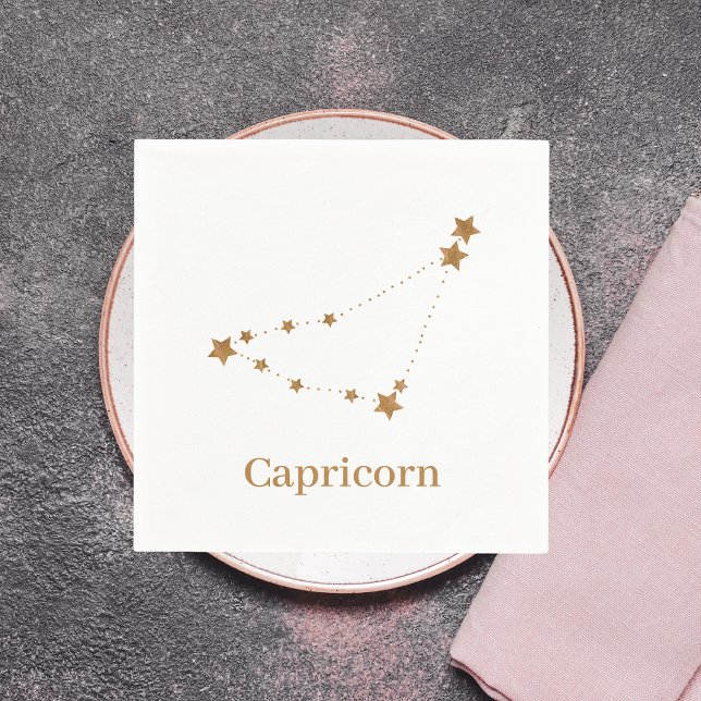 Modern Zodiac Sign Gold Capricorn | Element Earth Napkins (Creator Uploaded)