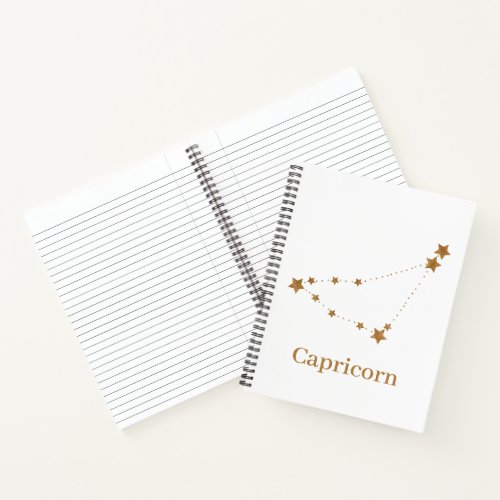 Modern Zodiac Sign Gold Capricorn  Element Earth Notebook