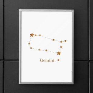 Modern Zodiac Sign Gold Gemini Element Air