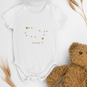 Modern Zodiac Sign Gold Gemini Element Air Baby Bodysuit