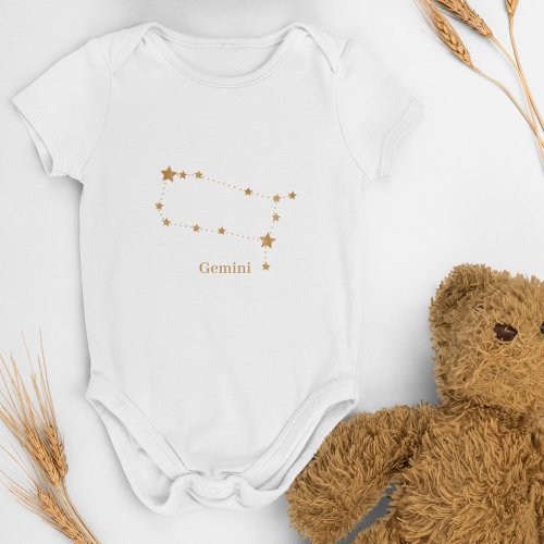 Modern Zodiac Sign Gold Gemini  Element Air  Baby Bodysuit