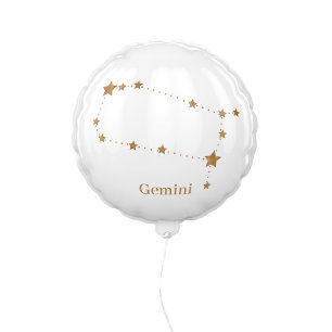 Modern Zodiac Sign Gold Gemini Element Air Balloon