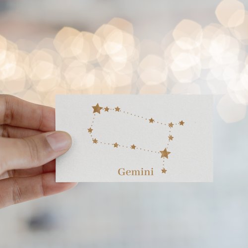 Modern Zodiac Sign Gold Gemini  Element Air  Business Card