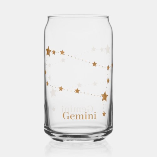 Modern Zodiac Sign Gold Gemini  Element Air Can Glass