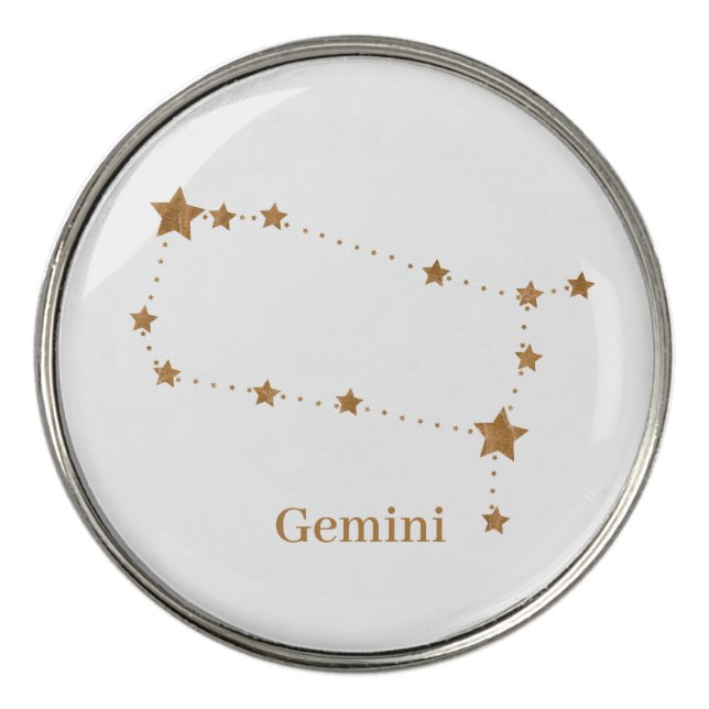 Modern Zodiac Sign Gold Gemini | Element Air  Golf Ball Marker (Front)