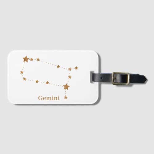 Modern Zodiac Sign Gold Gemini  Element Air  Luggage Tag
