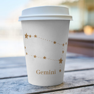 Modern Zodiac Sign Gold Gemini   Element Air  Paper Cups