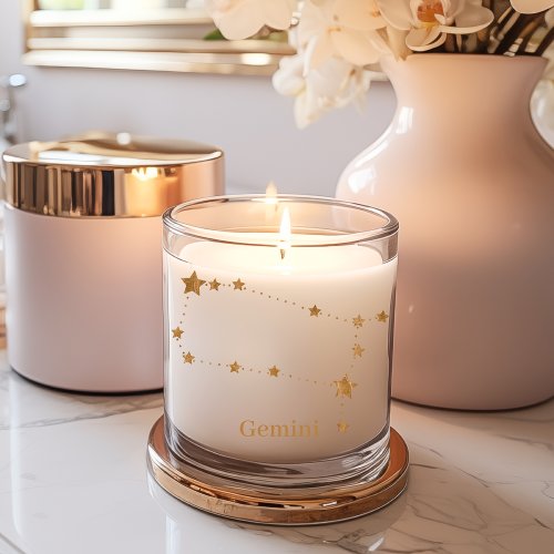 Modern Zodiac Sign Gold Gemini  Element Air Scented Candle