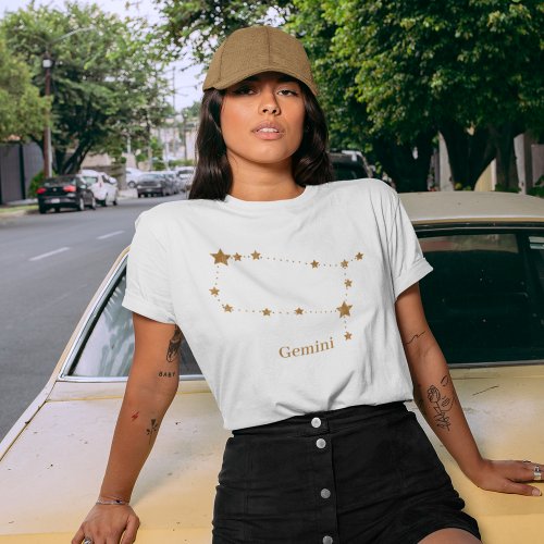 Modern Zodiac Sign Gold Gemini  Element Air  T_Shirt