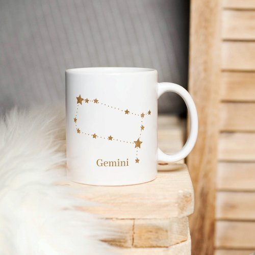 Modern Zodiac Sign Gold Gemini  Element Air  Two_Tone Coffee Mug
