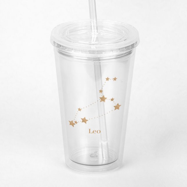 Modern Zodiac Sign Gold Leo | Element Fire Acrylic Tumbler (Creator Uploaded)