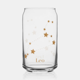 Modern Zodiac Sign Gold Leo   Element Fire Can Glass