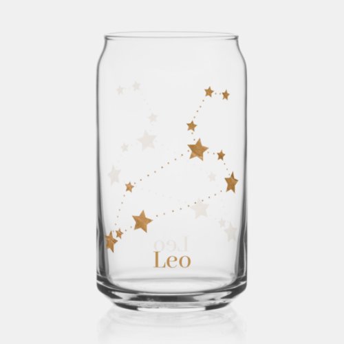Modern Zodiac Sign Gold Leo  Element Fire Can Glass