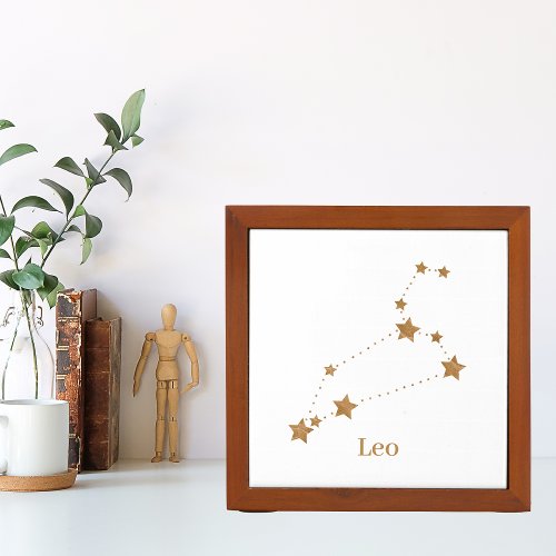 Modern Zodiac Sign Gold Leo  Element Fire Desk Organizer