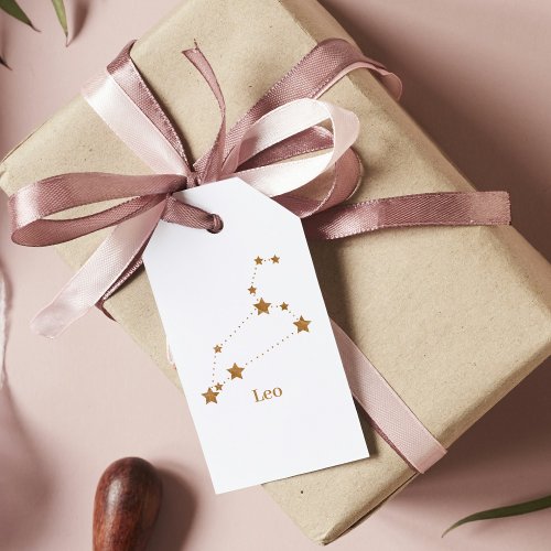 Modern Zodiac Sign Gold Leo  Element Fire Gift Tags