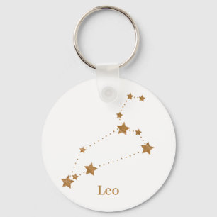 Modern Zodiac Sign Gold Leo   Element Fire Keychain