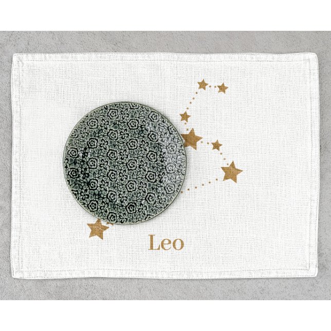Modern Zodiac Sign Gold Leo | Element Fire Kitchen Towel (Creator Uploaded)