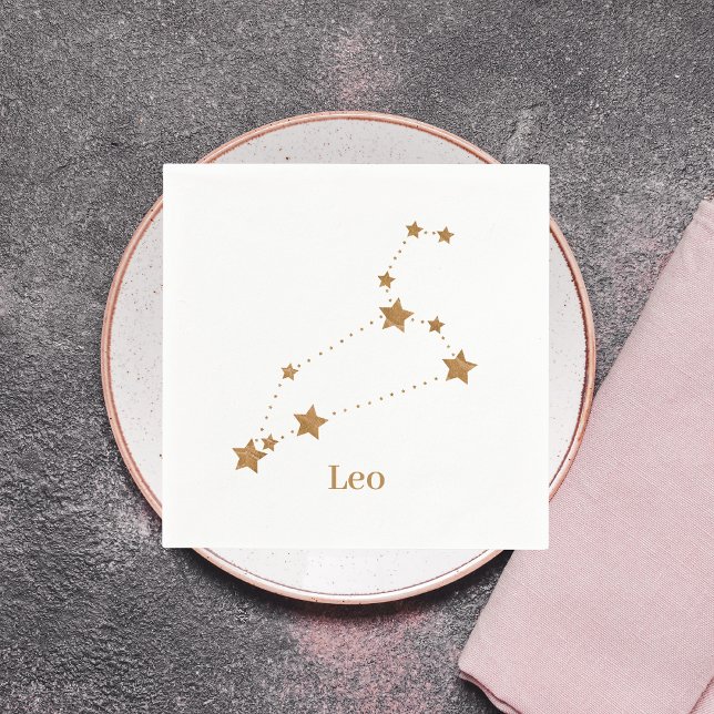 Modern Zodiac Sign Gold Leo | Element Fire Napkins (Creator Uploaded)