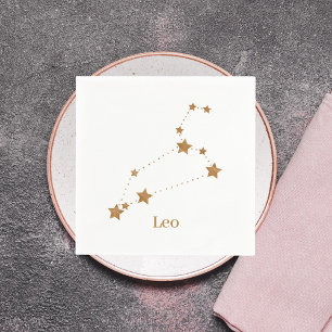 Modern Zodiac Sign Gold Leo Element Fire Napkins