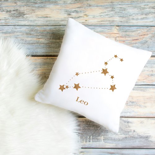 Modern Zodiac Sign Gold Leo  Element Fire Outdoor Pillow