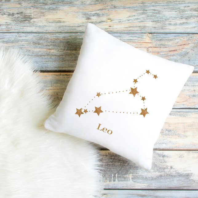 Modern Zodiac Sign Gold Leo | Element Fire Outdoor Pillow (Creator Uploaded)
