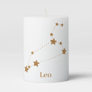 Modern Zodiac Sign Gold Leo   Element Fire Pillar Candle