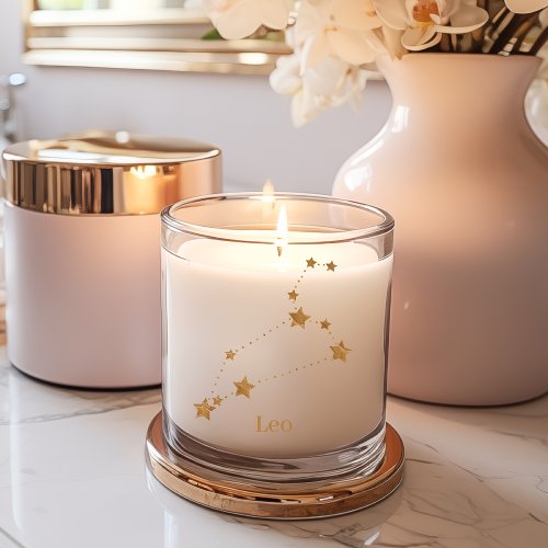 Modern Zodiac Sign Gold Leo  Element Fire Scented Candle