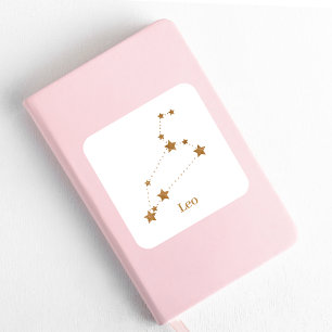 Modern Zodiac Sign Gold Leo Element Fire Square Sticker