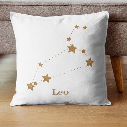Modern Zodiac Sign Gold Leo  Element Fire Throw Pillow