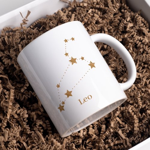 Modern Zodiac Sign Gold Leo  Element Fire Two_Tone Coffee Mug