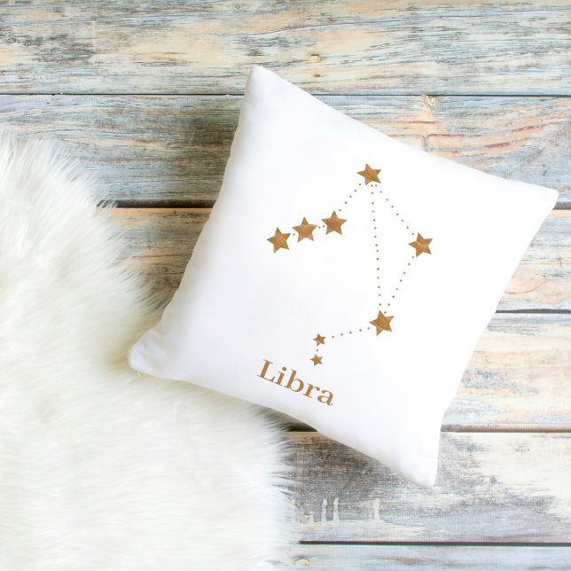 Modern Zodiac Sign Gold Libra | Element Air Outdoor Pillow (Creator Uploaded)