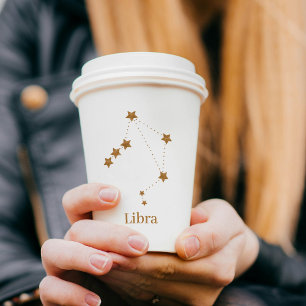 Modern Zodiac Sign Gold Libra Element Air Paper Cups