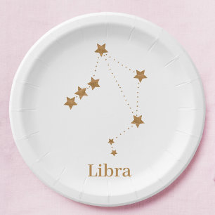 Modern Zodiac Sign Gold Libra Element Air Paper Plates