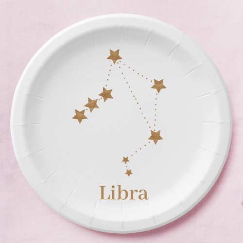 Modern Zodiac Sign Gold Libra  Element Air Paper Plates