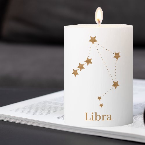 Modern Zodiac Sign Gold Libra  Element Air Pillar Candle