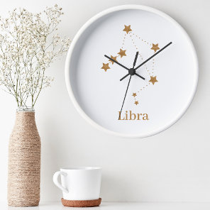 modern Zodiac Sign Gold Libra | Element Air Round Clock