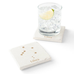 Modern Zodiac Sign Gold Libra | Element Air Stone Coaster