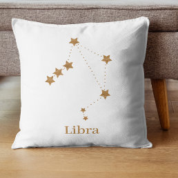 Modern Zodiac Sign Gold Libra | Element Air Throw Pillow