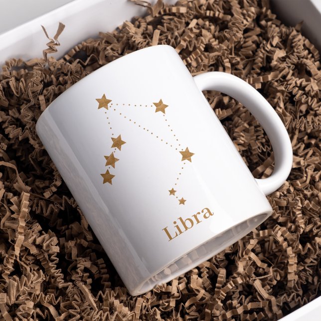 Modern Zodiac Sign Gold Libra | Element Air Two-Tone Coffee Mug (Creator Uploaded)