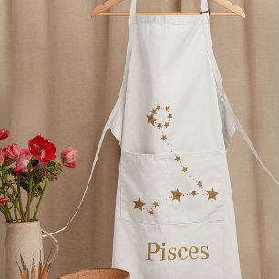 Modern Zodiac Sign Gold Pisces Element Water Apron