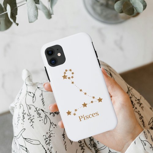 Modern Zodiac Sign Gold Pisces  Element Water iPhone 11 Case