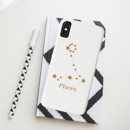 Modern Zodiac Sign Gold Pisces  Element Water iPhone XS Max Case