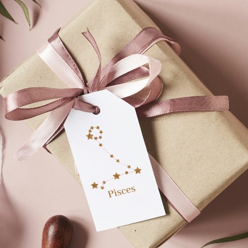 Modern Zodiac Sign Gold Pisces  Element Water Gift Tags
