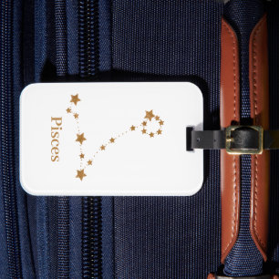Modern Zodiac Sign Gold Pisces   Element Water Luggage Tag