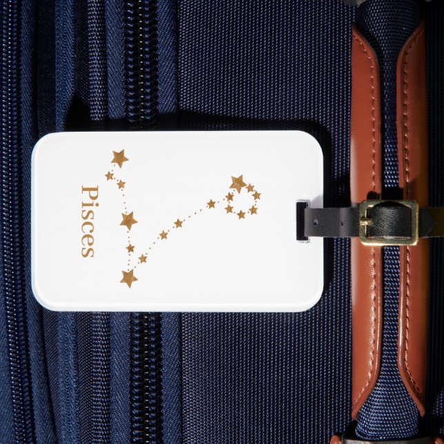 Modern Zodiac Sign Gold Pisces | Element Water Luggage Tag (Front Insitu 4)
